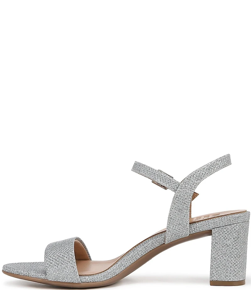 Naturalizer Bristol Metallic Fabric Ankle Strap Block Heel Dress Sandals