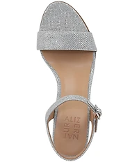 Naturalizer Bristol Metallic Fabric Ankle Strap Block Heel Dress Sandals
