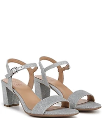 Naturalizer Bristol Metallic Fabric Ankle Strap Block Heel Dress Sandals