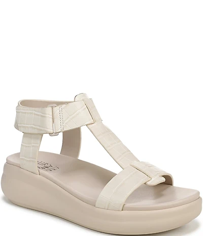 Naturalizer Cersei Croco Embossed Platform Wedge Sandals