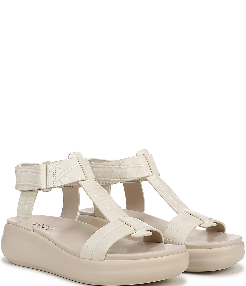 Naturalizer Cersei Croco Embossed Platform Wedge Sandals