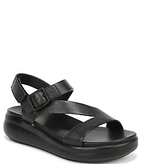 Naturalizer Chance Tumbled Leather Platform Wedge Slingback Sandals