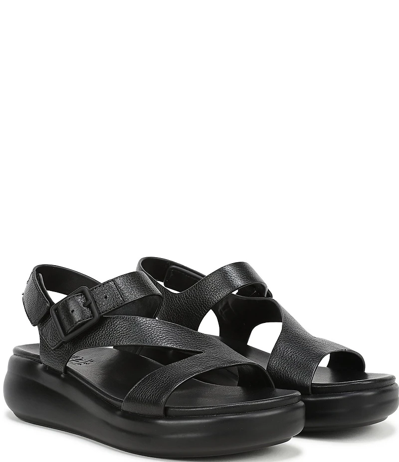 Naturalizer Chance Tumbled Leather Platform Wedge Slingback Sandals