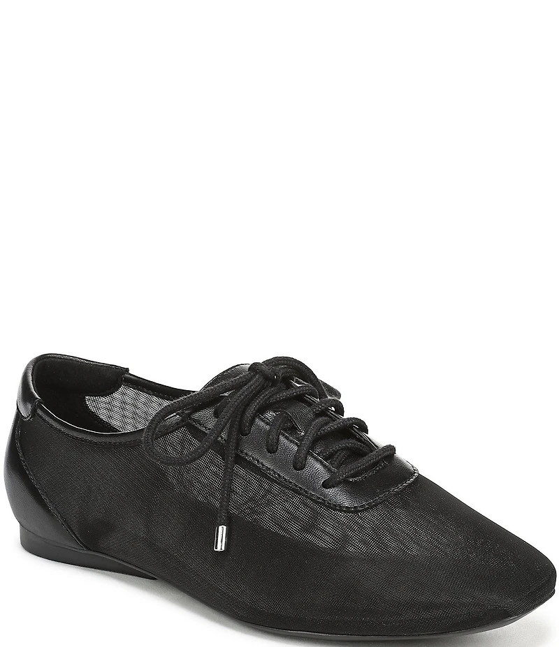 Naturalizer Chazz Mesh and Leather Lace Up Square Toe Casual Sneaker Flats