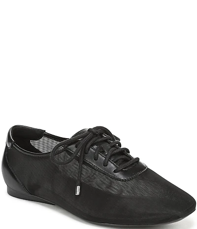 Naturalizer Chazz Mesh and Leather Lace Up Square Toe Casual Sneaker Flats