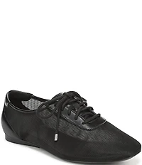 Naturalizer Chazz Mesh and Leather Lace Up Square Toe Casual Sneaker Flats