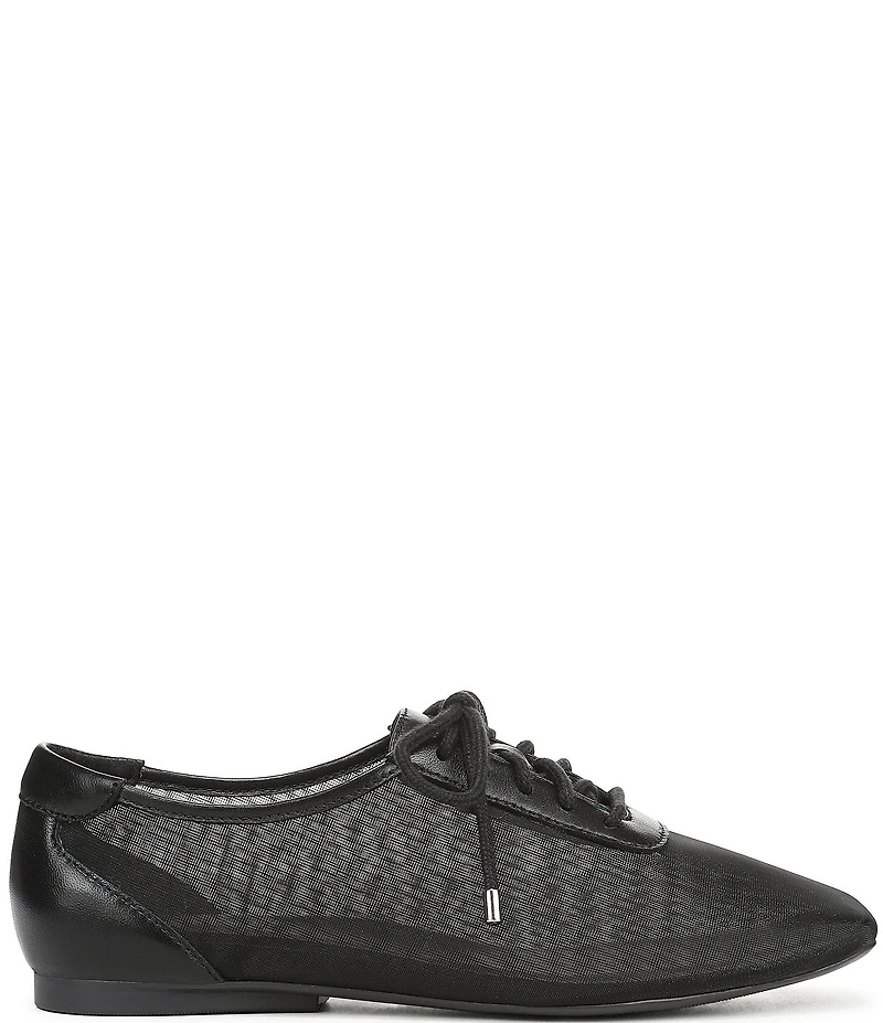 Naturalizer Chazz Mesh and Leather Lace Up Square Toe Casual Sneaker Flats