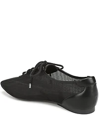 Naturalizer Chazz Mesh and Leather Lace Up Square Toe Casual Sneaker Flats