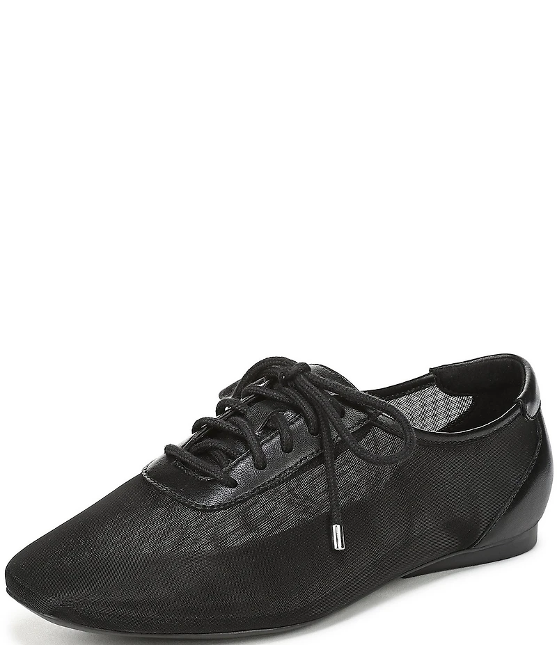 Naturalizer Chazz Mesh and Leather Lace Up Square Toe Casual Sneaker Flats