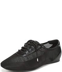 Naturalizer Chazz Mesh and Leather Lace Up Square Toe Casual Sneaker Flats