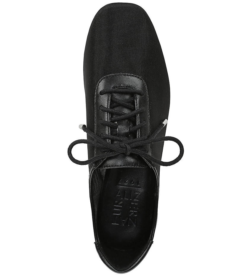 Naturalizer Chazz Mesh and Leather Lace Up Square Toe Casual Sneaker Flats