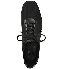 Naturalizer Chazz Mesh and Leather Lace Up Square Toe Casual Sneaker Flats