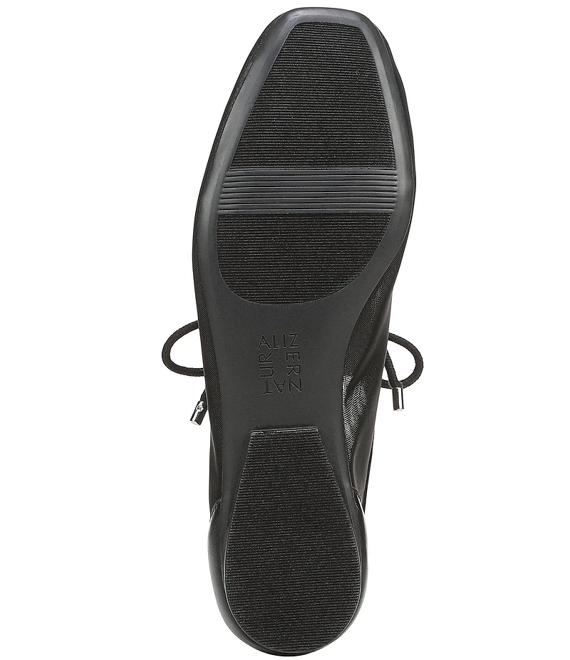 Naturalizer Chazz Mesh and Leather Lace Up Square Toe Casual Sneaker Flats