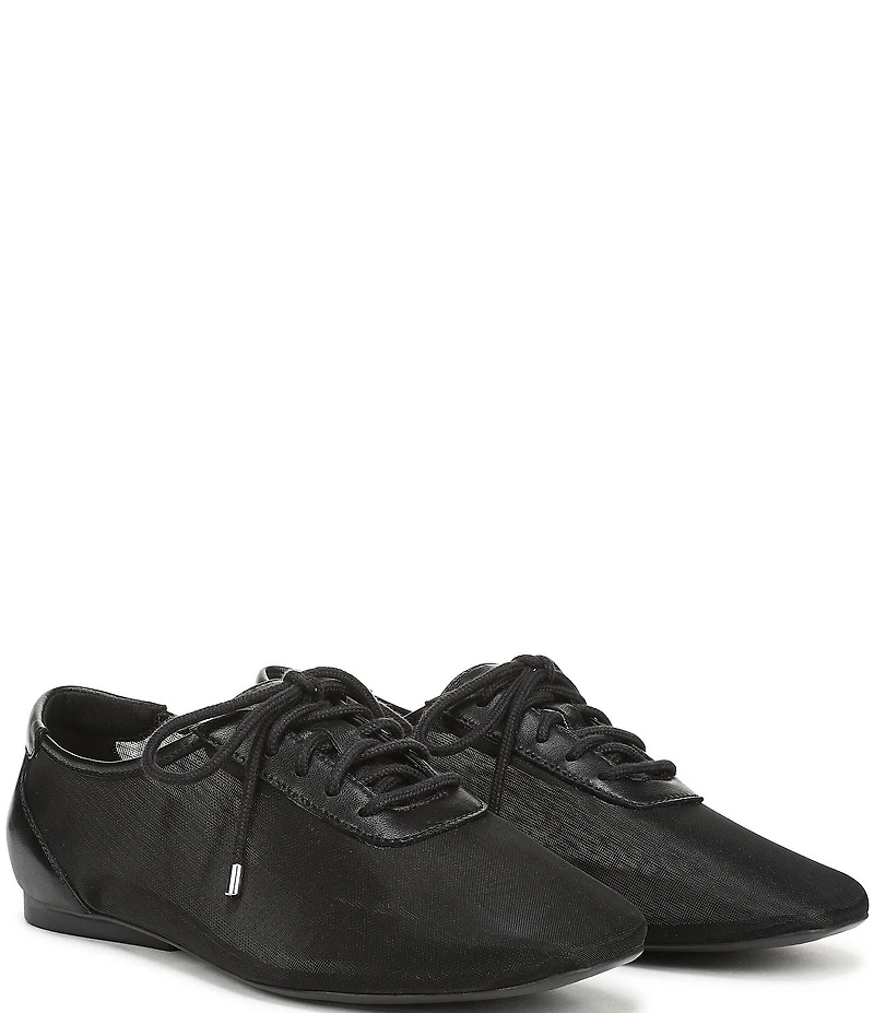 Naturalizer Chazz Mesh and Leather Lace Up Square Toe Casual Sneaker Flats