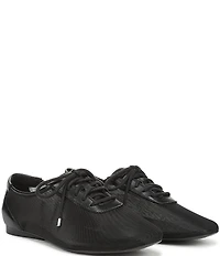 Naturalizer Chazz Mesh and Leather Lace Up Square Toe Casual Sneaker Flats