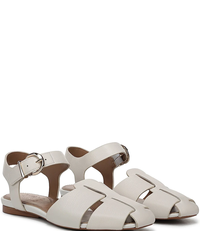 Naturalizer Cleo Leather Buckle Hardware Ankle Wrap Sandals