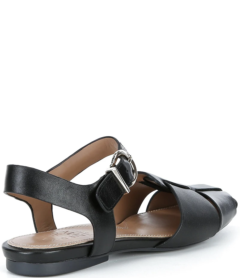 Naturalizer Cleo Leather Buckle Hardware Ankle Wrap Sandals