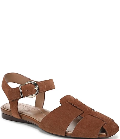 Naturalizer Cleo Suede Buckle Hardware Ankle Wrap Sandals