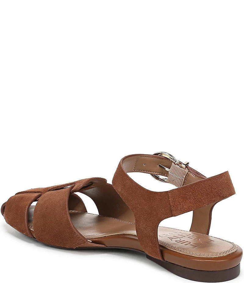 Naturalizer Cleo Suede Buckle Hardware Ankle Wrap Sandals