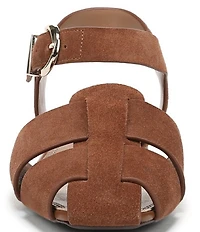 Naturalizer Cleo Suede Buckle Hardware Ankle Wrap Sandals