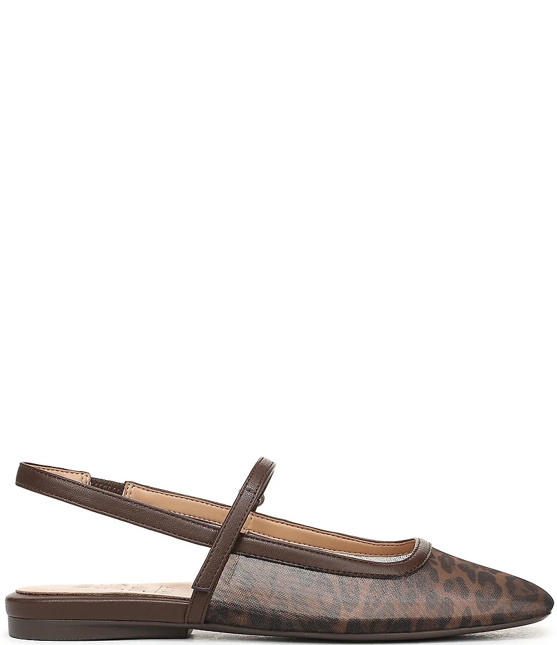 Naturalizer Connie Leopard Mesh Slingback Mary Jane Square Toe Ballet Flat Mules