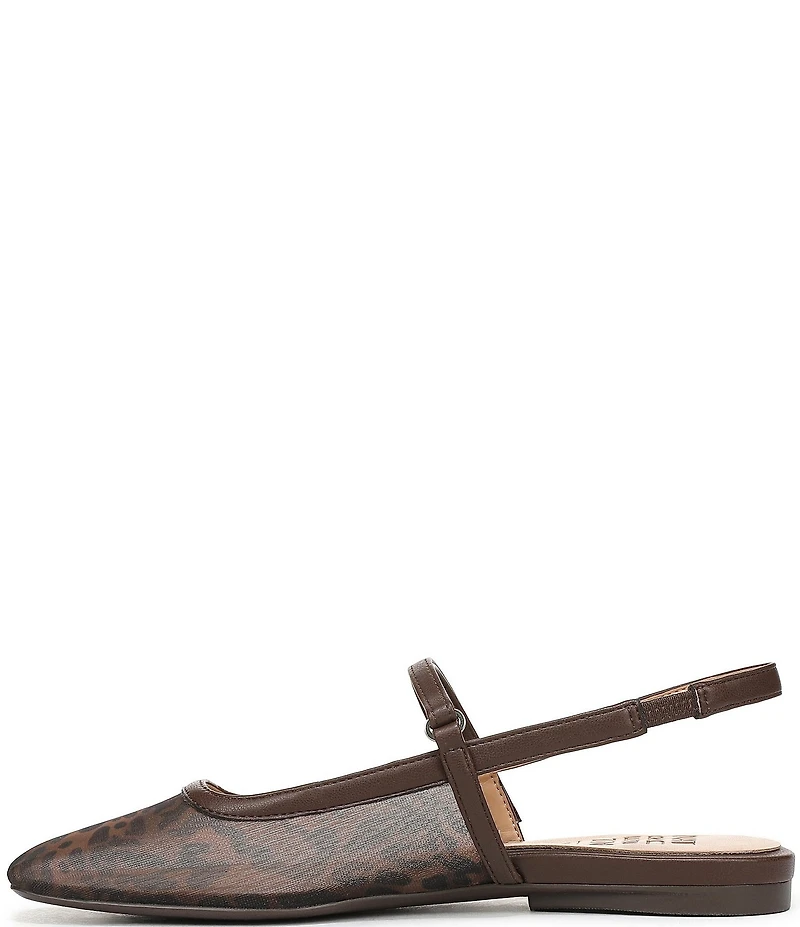 Naturalizer Connie Leopard Mesh Slingback Mary Jane Square Toe Ballet Flat Mules