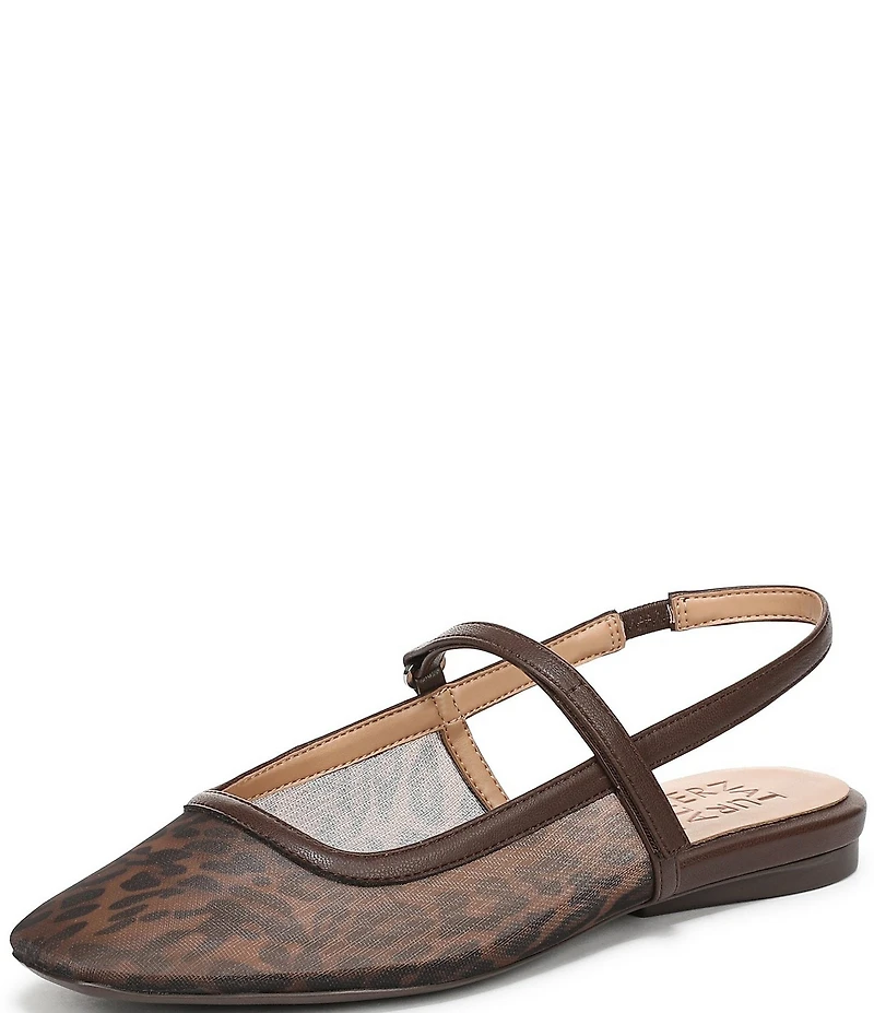 Naturalizer Connie Leopard Mesh Slingback Mary Jane Square Toe Ballet Flat Mules