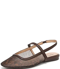 Naturalizer Connie Leopard Mesh Slingback Mary Jane Square Toe Ballet Flat Mules