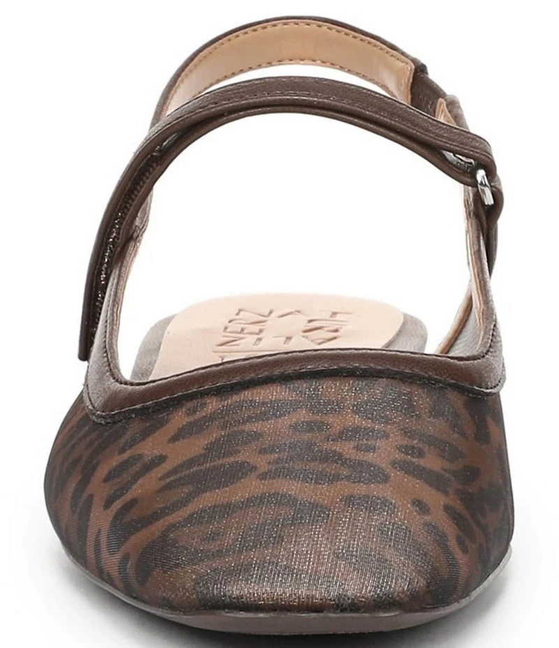 Naturalizer Connie Leopard Mesh Slingback Mary Jane Square Toe Ballet Flat Mules