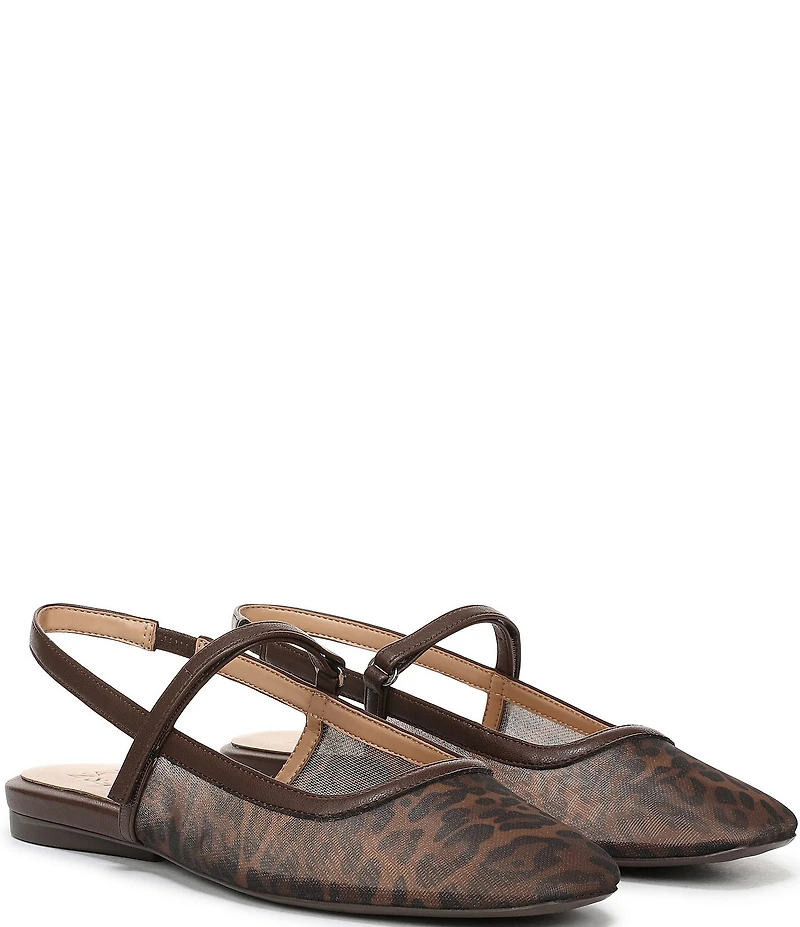 Naturalizer Connie Leopard Mesh Slingback Mary Jane Square Toe Ballet Flat Mules