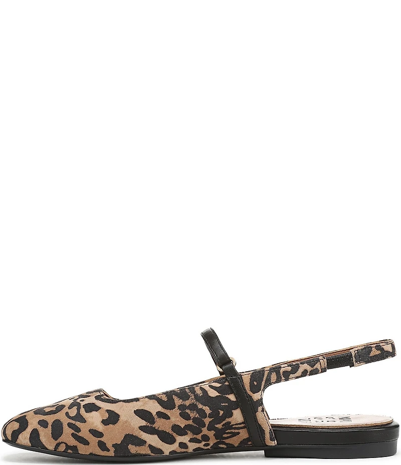 Naturalizer Connie Leopard Suede Slingback Mary Jane Square Toe Ballet Flats