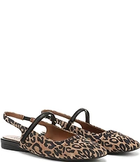 Naturalizer Connie Leopard Suede Slingback Mary Jane Square Toe Ballet Flats