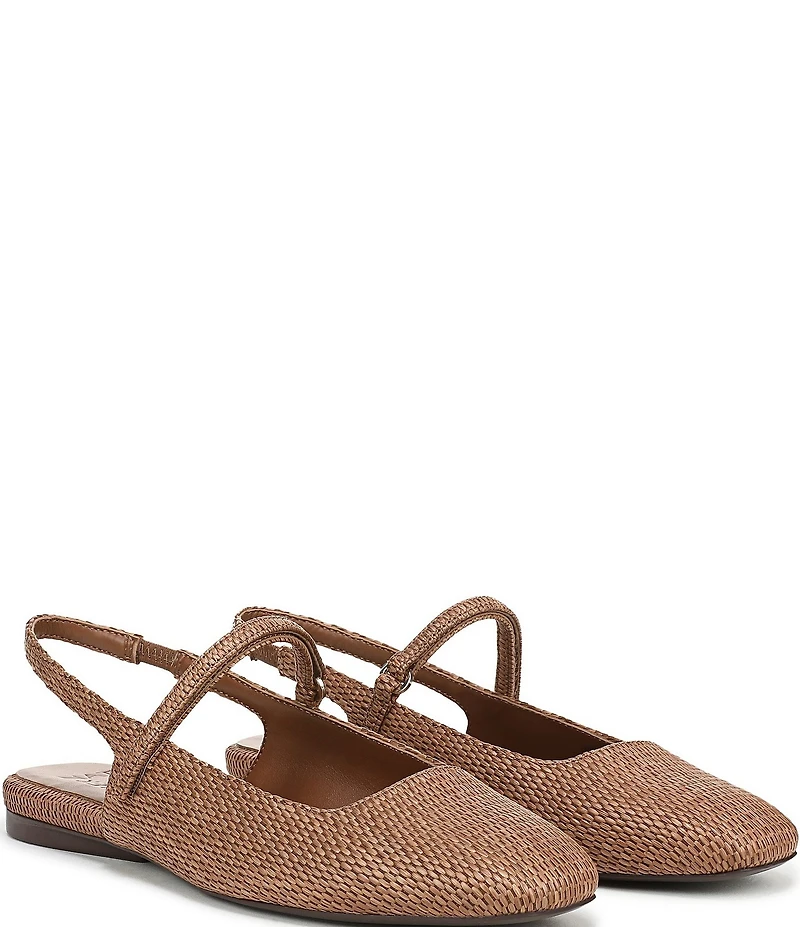 Naturalizer Connie Raffia Slingback Mary Jane Square Toe Ballet Flats