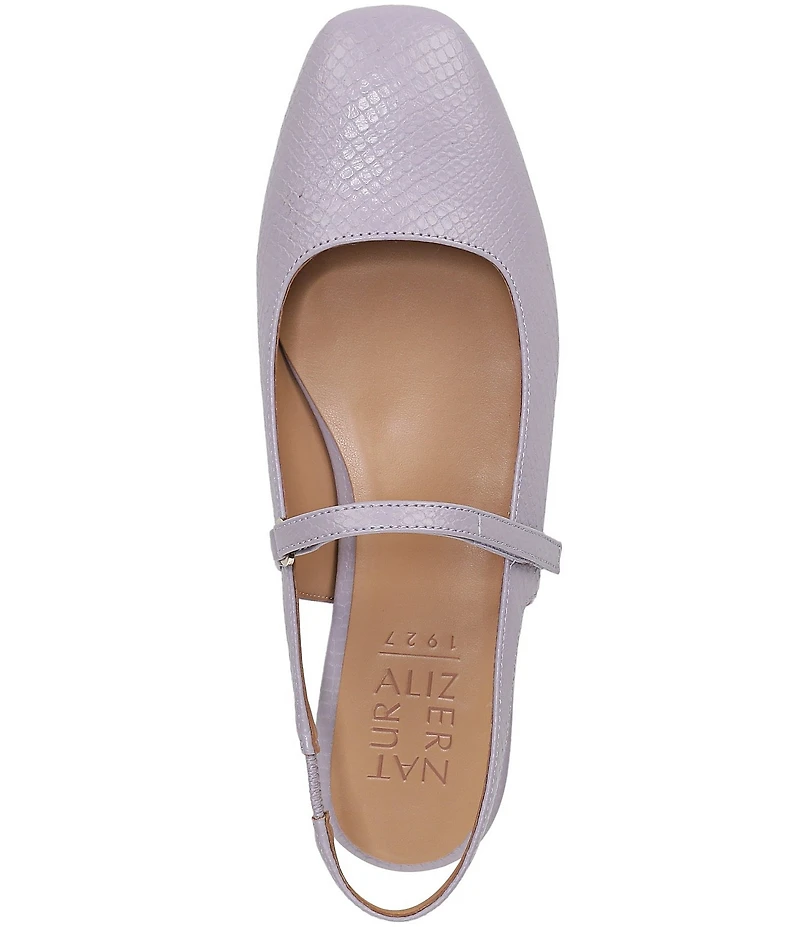 Naturalizer Connie Snake Embossed Slingback Mary Jane Square Toe Ballet Flats
