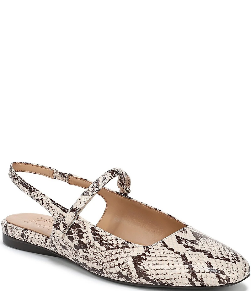 Naturalizer Connie Snake Print Leather Slingback Mary Jane Square Toe Ballet Flats