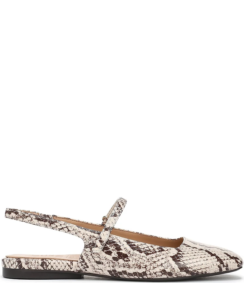 Naturalizer Connie Snake Print Leather Slingback Mary Jane Square Toe Ballet Flats