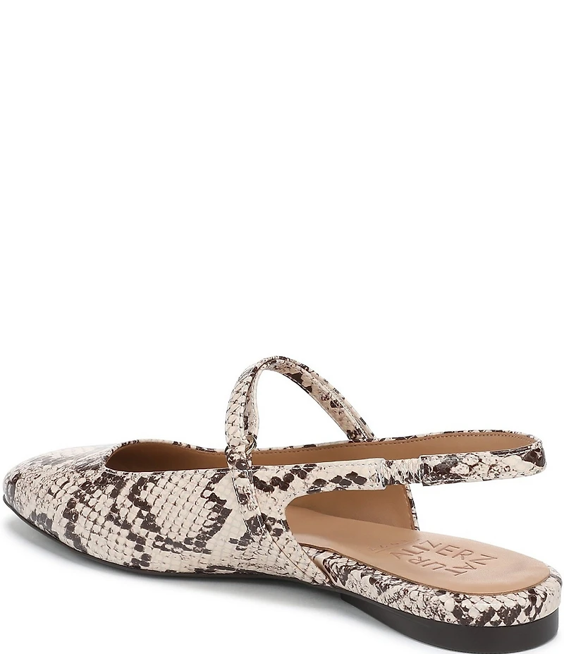 Naturalizer Connie Snake Print Leather Slingback Mary Jane Square Toe Ballet Flats