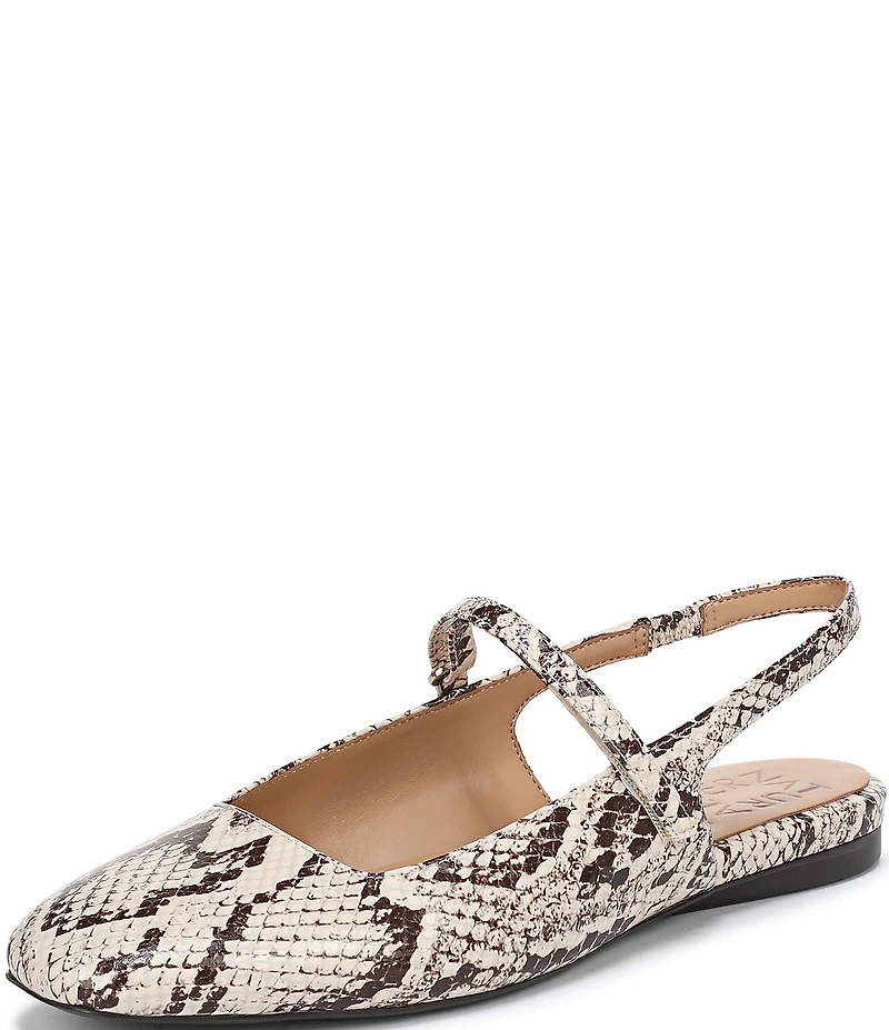 Naturalizer Connie Snake Print Leather Slingback Mary Jane Square Toe Ballet Flats