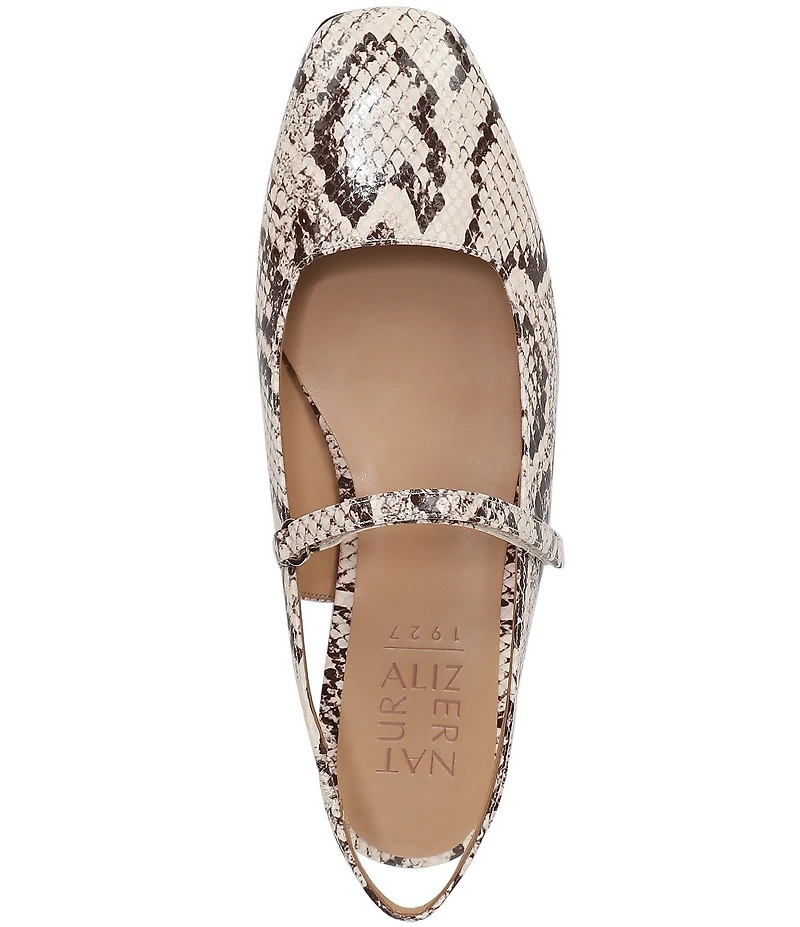 Naturalizer Connie Snake Print Leather Slingback Mary Jane Square Toe Ballet Flats