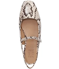 Naturalizer Connie Snake Print Leather Slingback Mary Jane Square Toe Ballet Flats
