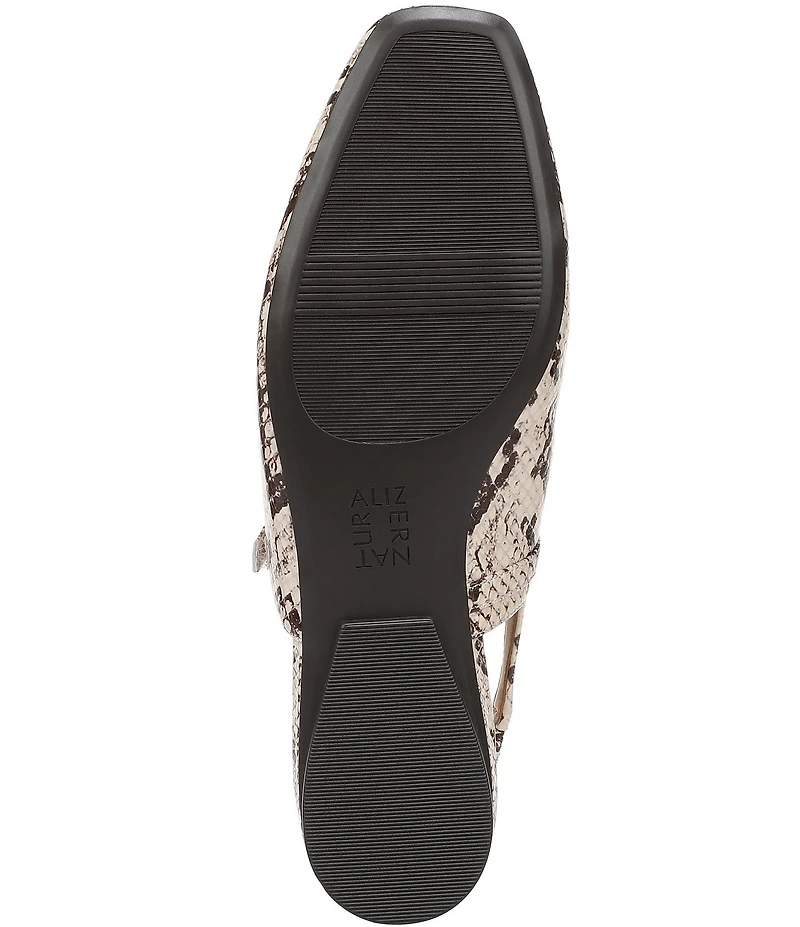 Naturalizer Connie Snake Print Leather Slingback Mary Jane Square Toe Ballet Flats