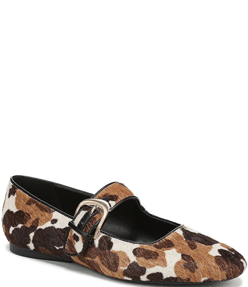Naturalizer Cosmic Cow Print Calf Hair Mary Jane Flats