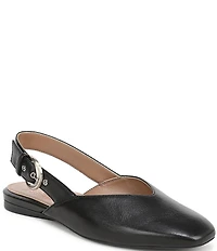 Naturalizer Crystal Leather Slingback Square Toe Ballet Flats