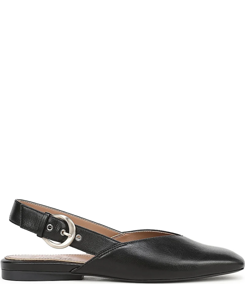 Naturalizer Crystal Leather Slingback Square Toe Ballet Flats
