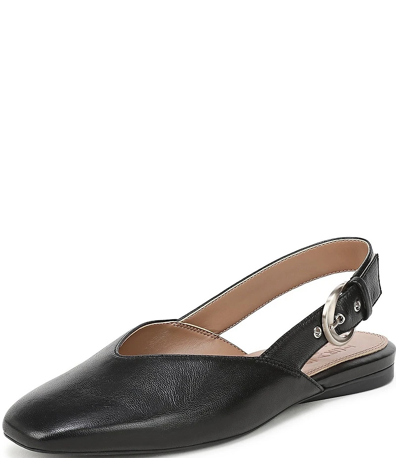 Naturalizer Crystal Leather Slingback Square Toe Ballet Flats