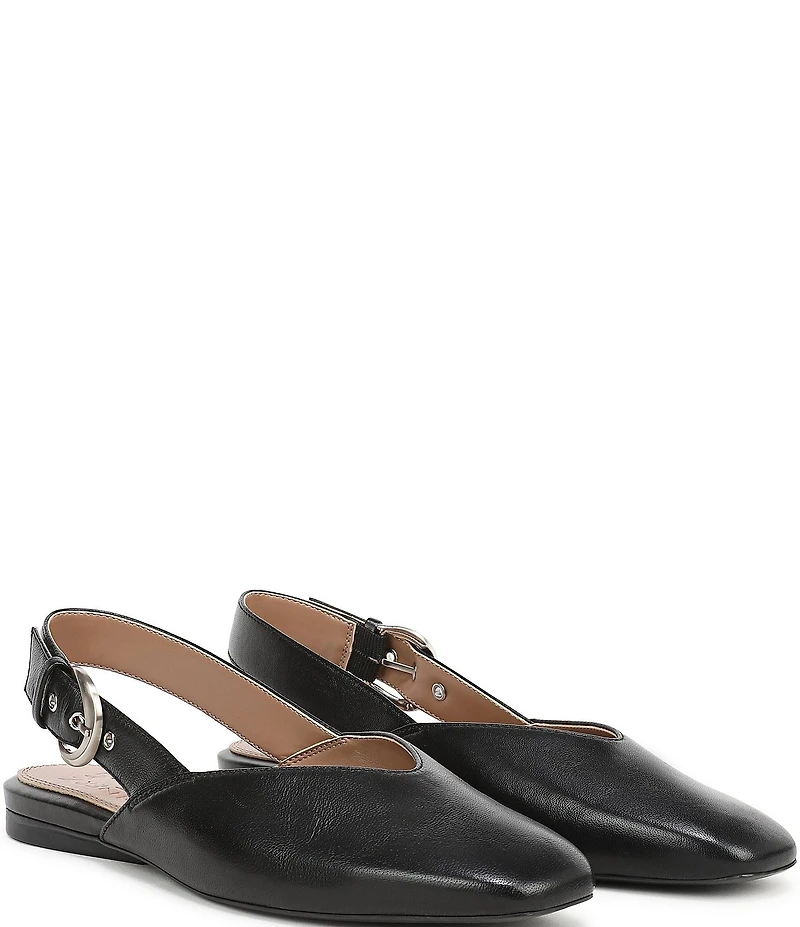 Naturalizer Crystal Leather Slingback Square Toe Ballet Flats