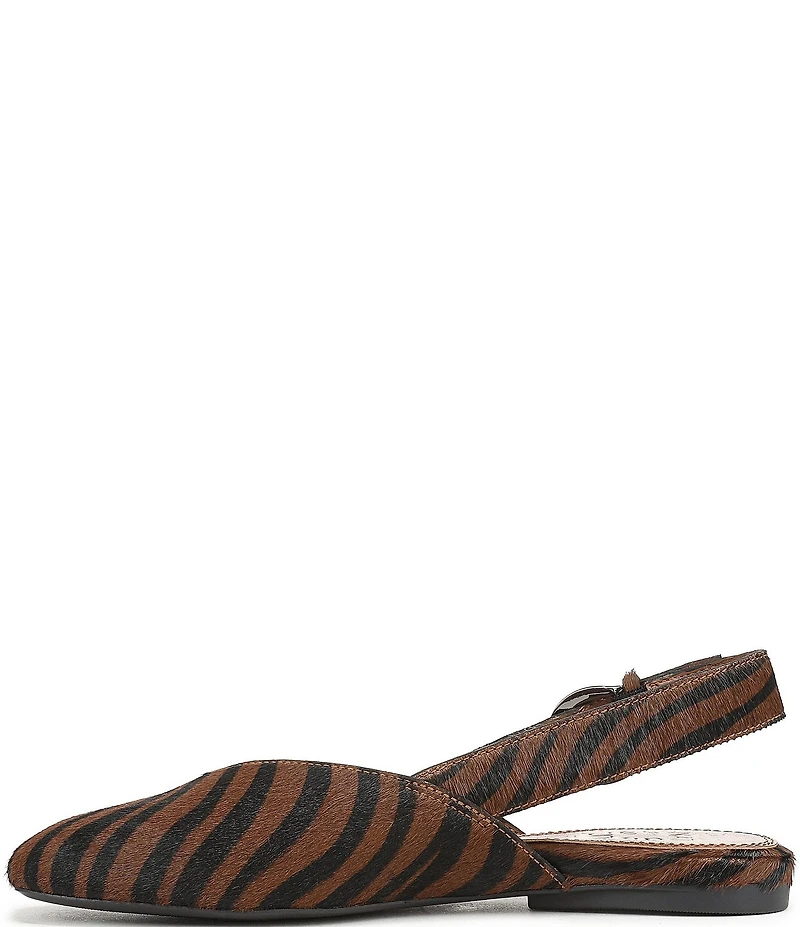 Naturalizer Crystal Zebra Print Calf Hair Slingback Square Toe Ballet Flats