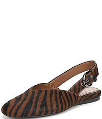 Naturalizer Crystal Zebra Print Calf Hair Slingback Square Toe Ballet Flats