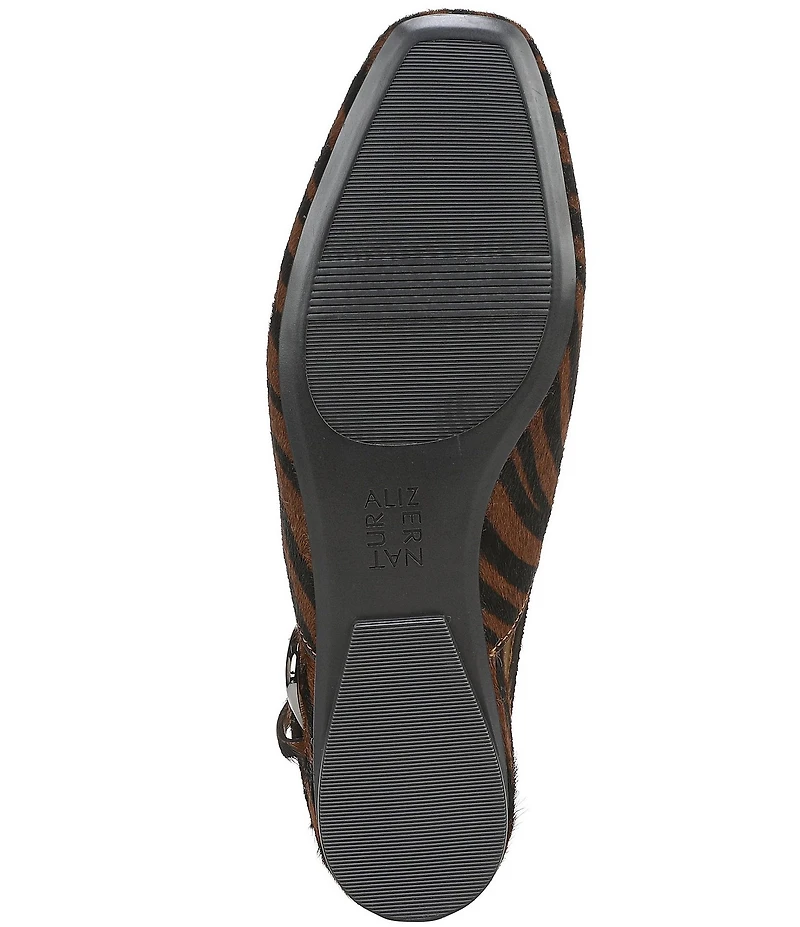 Naturalizer Crystal Zebra Print Calf Hair Slingback Square Toe Ballet Flats