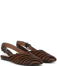 Naturalizer Crystal Zebra Print Calf Hair Slingback Square Toe Ballet Flats